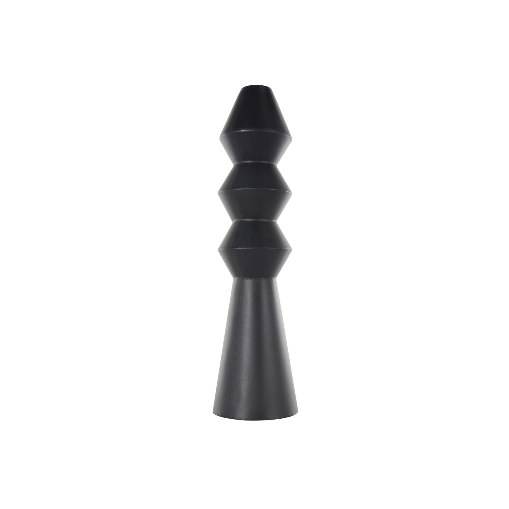 24" Black Metal Art Deco Fluted Vase